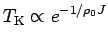 $\displaystyle T_{\rm K} \propto e^{-1/\rho_0 J}$