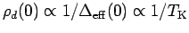 $ \rho_{d}(0)\propto 1/\Delta_{\rm eff}(0)\propto 1/T_{\rm K}$