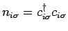 $ n_{i\sigma}=c^{\dagger}_{i\sigma}c_{i\sigma}$